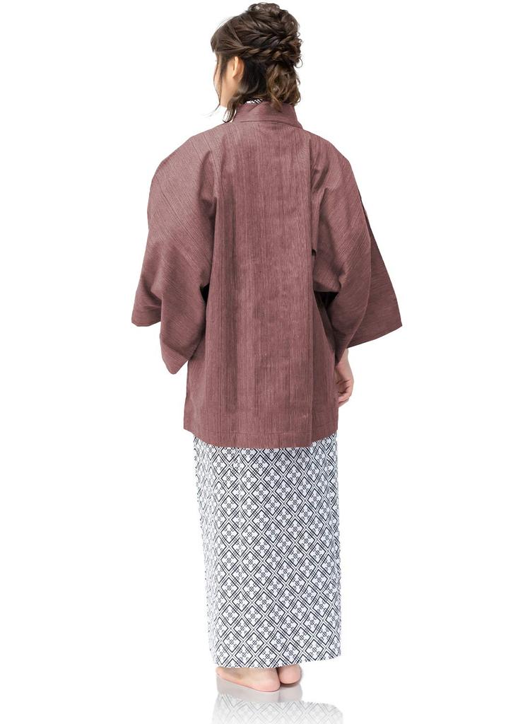 Ryokan Yukata Set Ryokan und Haori [KYOETSU] Damen 4-teilig (Haori, Yukata, Obi, Kordel) (Yukata - 150, - Rot)