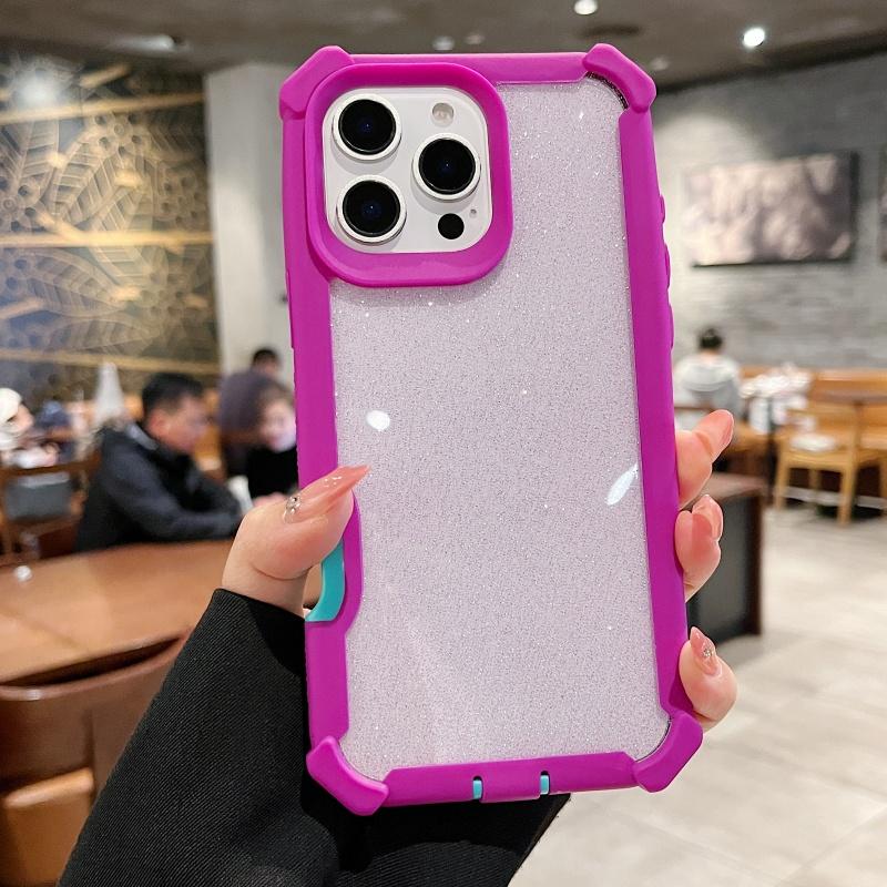 Luxury Space Shell Transparent Glitter Bling Phone Cases For iPhone 16 15 14 Plus 13 12 Pro Max 11 Shockproof Airbag Hrad Cover