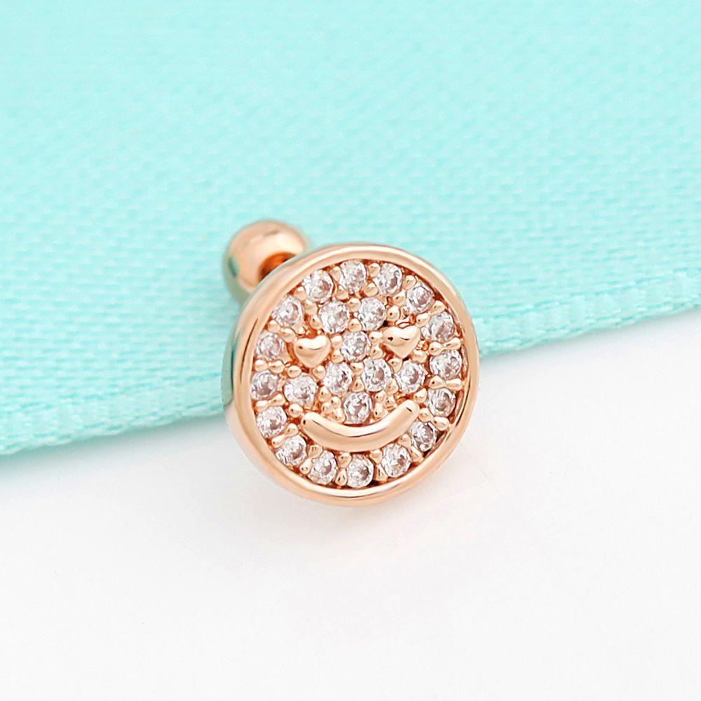14K Gold Round Cubic Zirconia Piercing Rose Gold Heart Smile