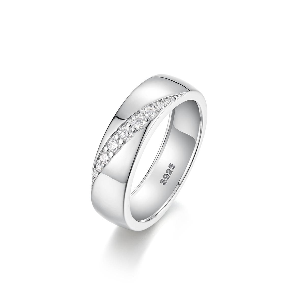 

S925 Silver 0.16 Carat Moissanite Minimalist Band Ring Anniversary Jewelry Gift for Women men 9&925 Sterling Silver