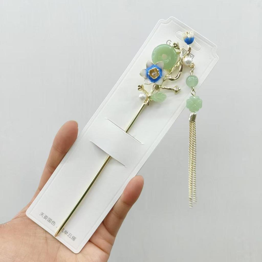 Fairy Flower Tassel Hairpin For Women Handmade Oil Dripping Floral Hair Stick Jewelry Metal Hair Accessories Girls Hair Pin 1pc