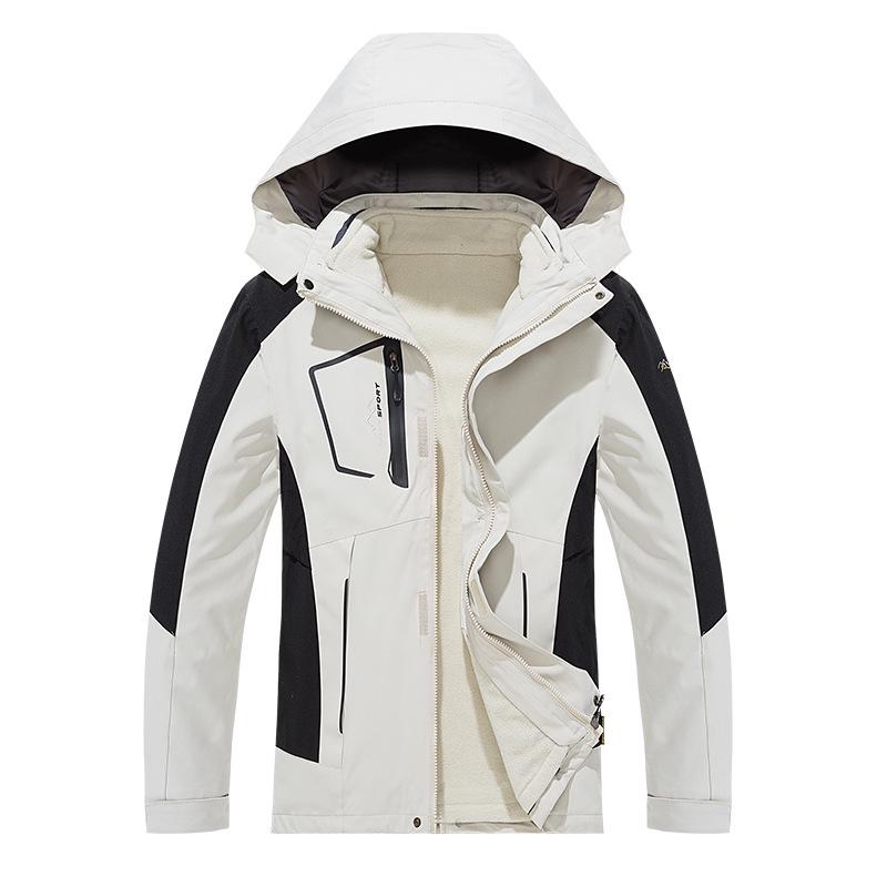 Men's 3-in-1 Ski Jacket: Detachable Fleece-Lined Outdoor Mountaineering & Workwear for Autumn/Winter