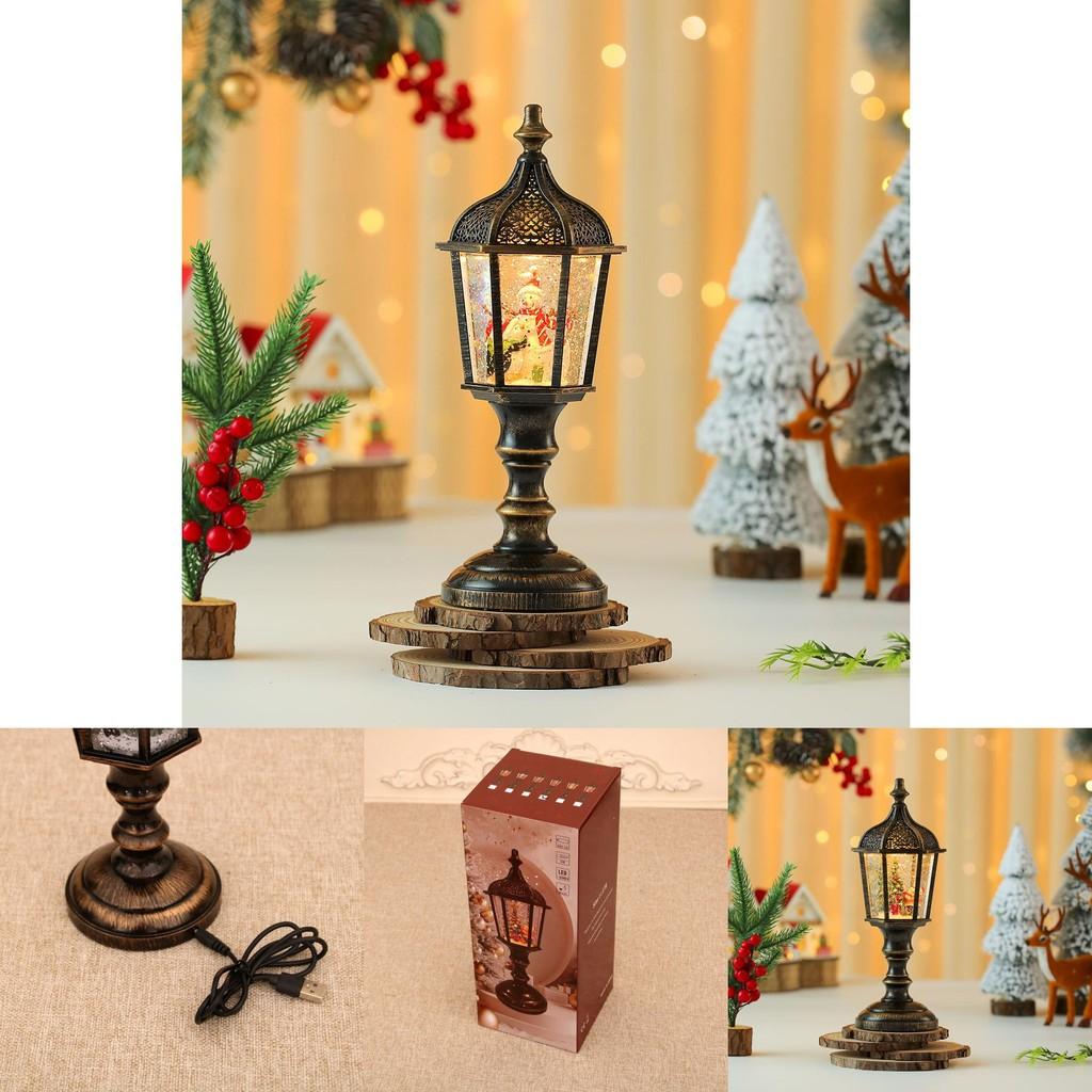 Weihnachts Schneemann Figur Vintage Tischlampe Mit Licht Musik Und Schnee-Effekt Für Feiertagsdeko