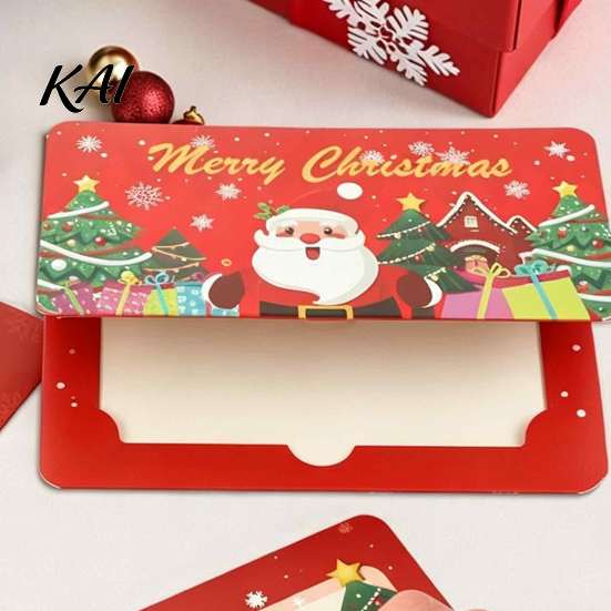 Christmas Surprise Pull-out Card Cash Gift Envelopes, 6 Slots Foldable Money Holder, DIY Holiday Envelope Booklet for Xmas Parties, Family Gatherings