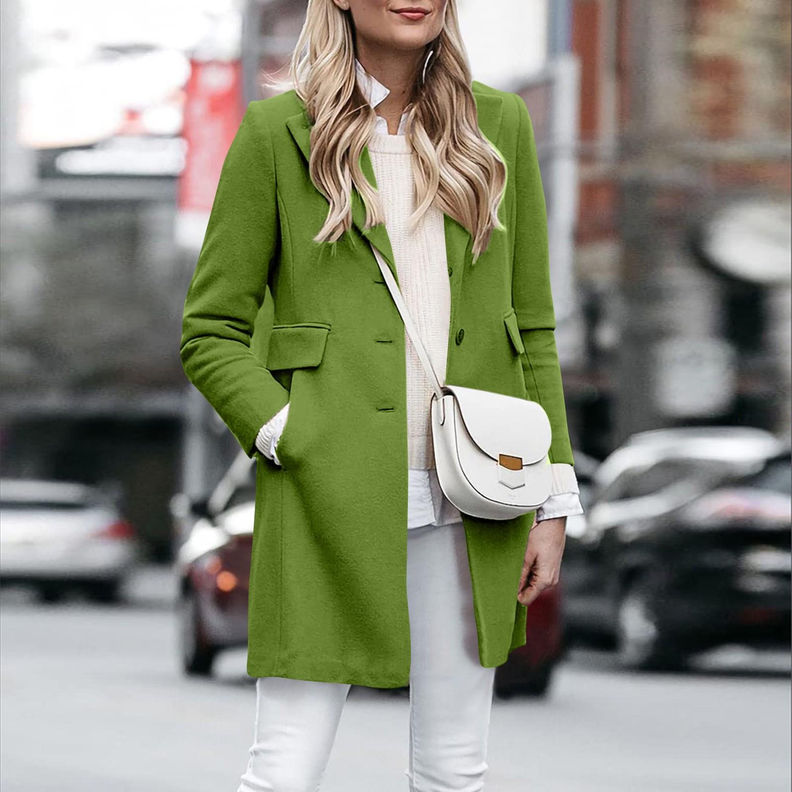 

Женское шерстяное пальто осень-зима кардиган однобортный пиджак XL