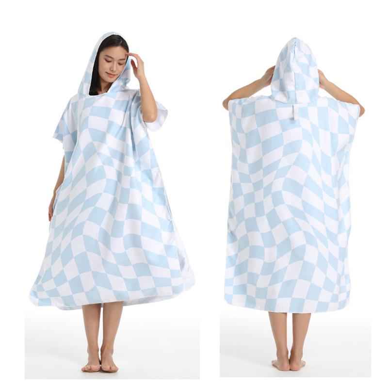 2025 Quick-Dry Hooded Swim Poncho with Zipper - Portable Bathrobe and Beach Towel