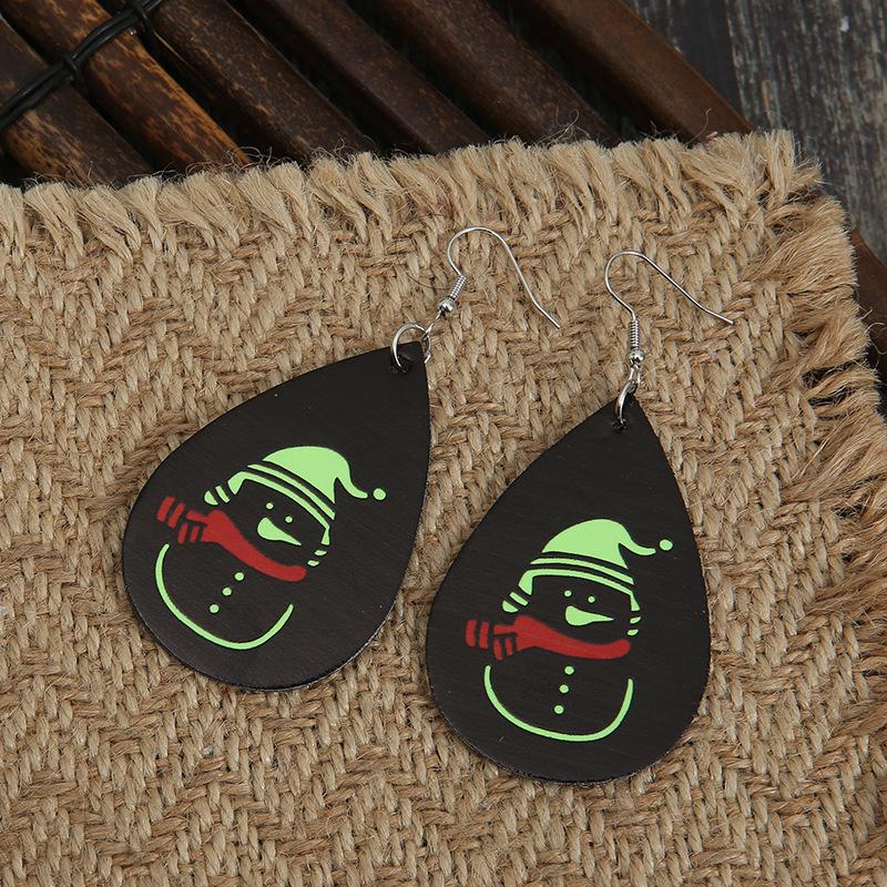 Fluorescent Snowman Leather Scarf Earrings for Women - Creative Christmas Design