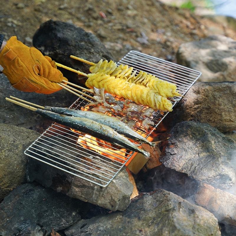 Fish Grilling Net Outdoor Stove Barbecue Mesh Sheet BBQ Grilling Net, Stainless Steels Construction Net for Even Cooking