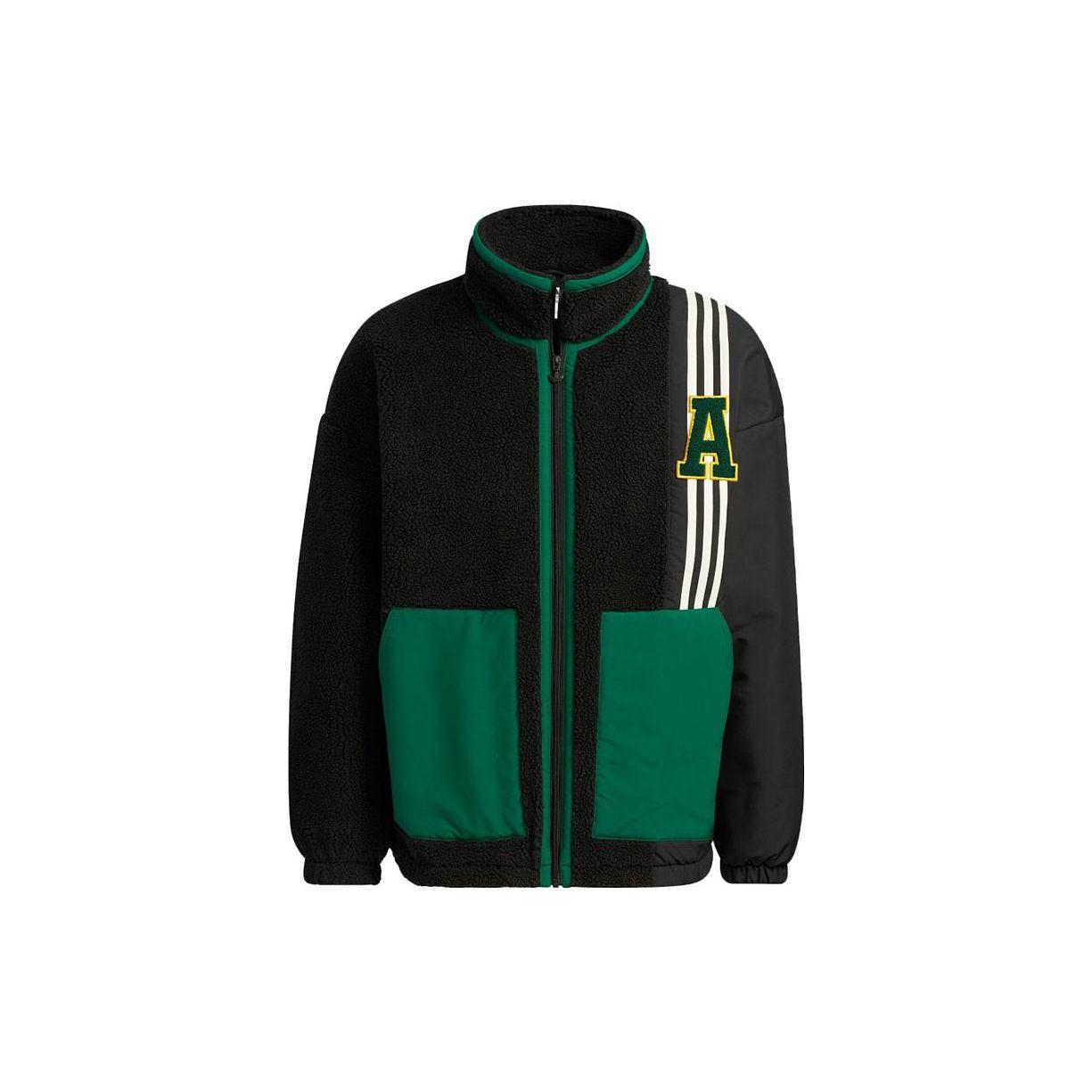 Adidas Originals Unisex Stand Collar Warm Imitation Sherpa Jacket Black HY7233 S