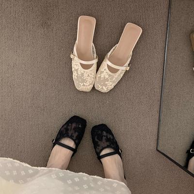 Premium mit Rock Temperament Tasche Kopf Sandalen Fee sanft Fee Mary Jane Halbschuhe