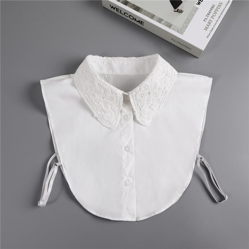 Women Embroidery Lace Detachable Lapel Fake Collar Shirt White Ruffles False Collar Woman Removable False Blouse Nep Kraagie