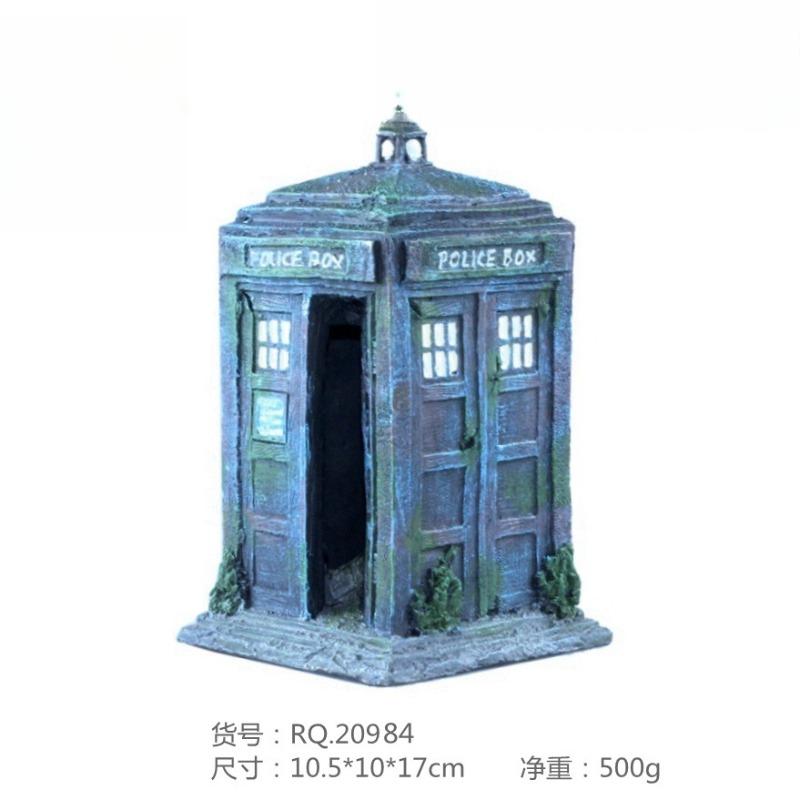 

Miniature Resin Telephone Booth Ornament Hole Aquarium Landscape Scenery Garden House Plants Accessories