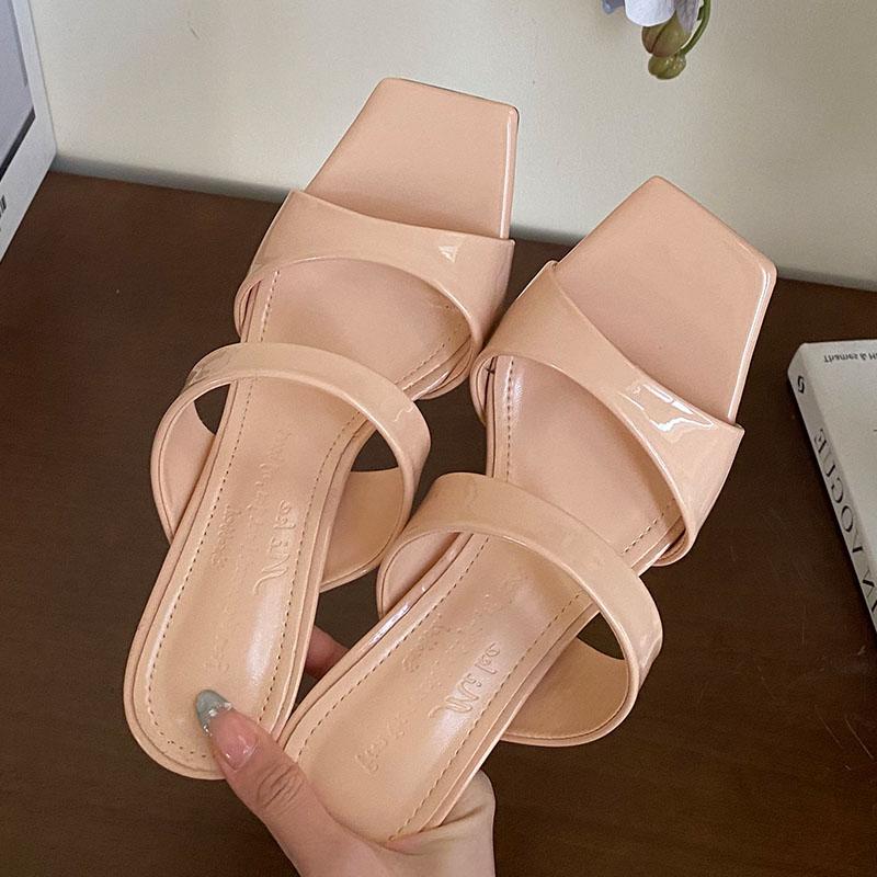 Fashion Fashion Square Toe Pumps Luxury Women Thin Heels Shoes New In Spring Summer Shallow Ladies High Heels Shoes Female Slides
