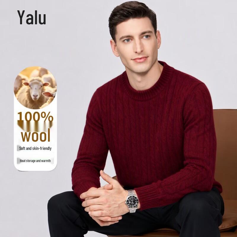 Yalu Men's Wool Thermal Crewneck Knit Sweater