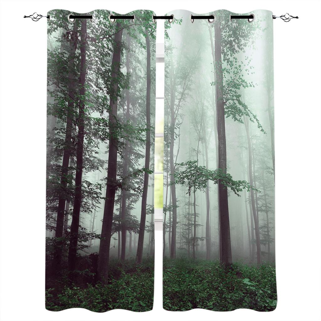 Autumn Woods Mysterious Fog Curtains for Living Room Kitchen Window Curtain Luxury Curtains for Bedroom Kids