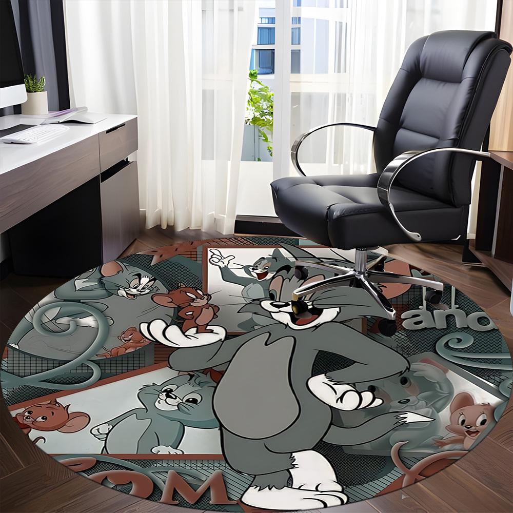 1pc Tom Jerry Office Round Area Rug, Under Office Chairs Bedroom Living Room Home Decor, Room Deco, Available in Various Sizes098