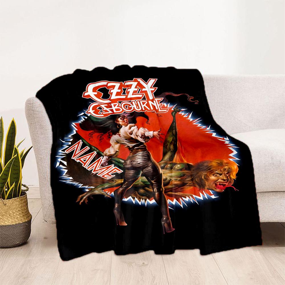Ozzy Osbourne Dragon Artwork Customize Your Name Blanket Throw Personalized Blanket Comfortable Versatile for Picnics Living Room Office Chair Bed