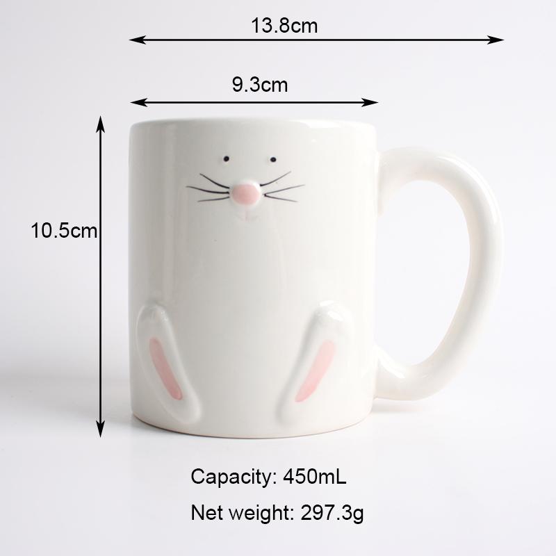 

Оригинальная кофейная кружка в виде пасхального кролика 450 мл Домашняя керамическая чашка для завтрака с ручкой Экологичная мультяшная чашка Подарок для послеобеденного чая 401-500ml