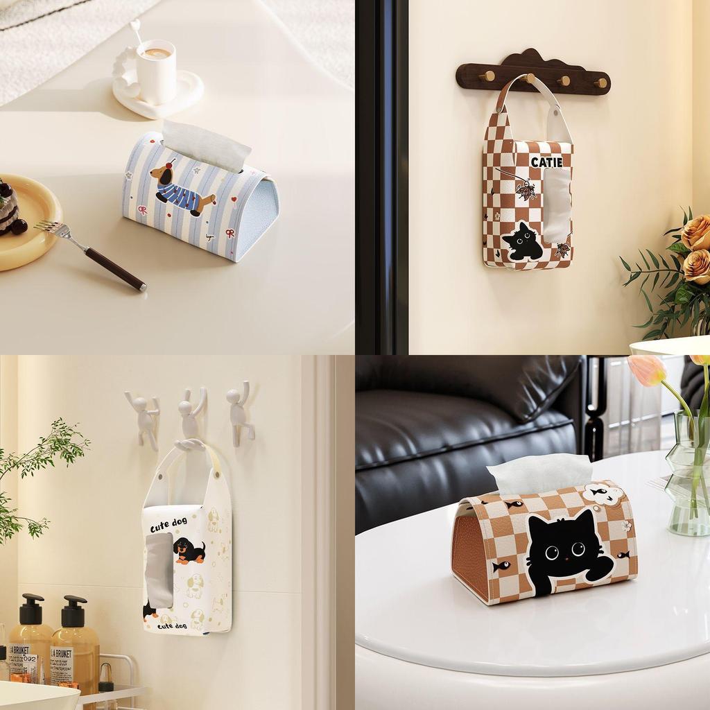 Cute Dog Car Tissue Holder With Material For Car Home Use