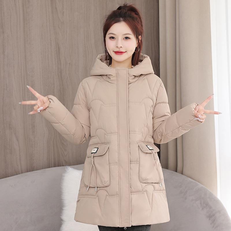 

Зимняя куртка женская парка пальто длинное пальто пуховик зимняя верхняя одежда женская с капюшоном водонепроницаемая хлопковая утепленная парка S хаки