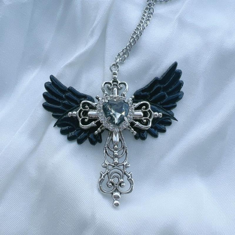 Angel Crossed Necklace Women Sweater Chain Female Hip-hop Non-fading Jewelry