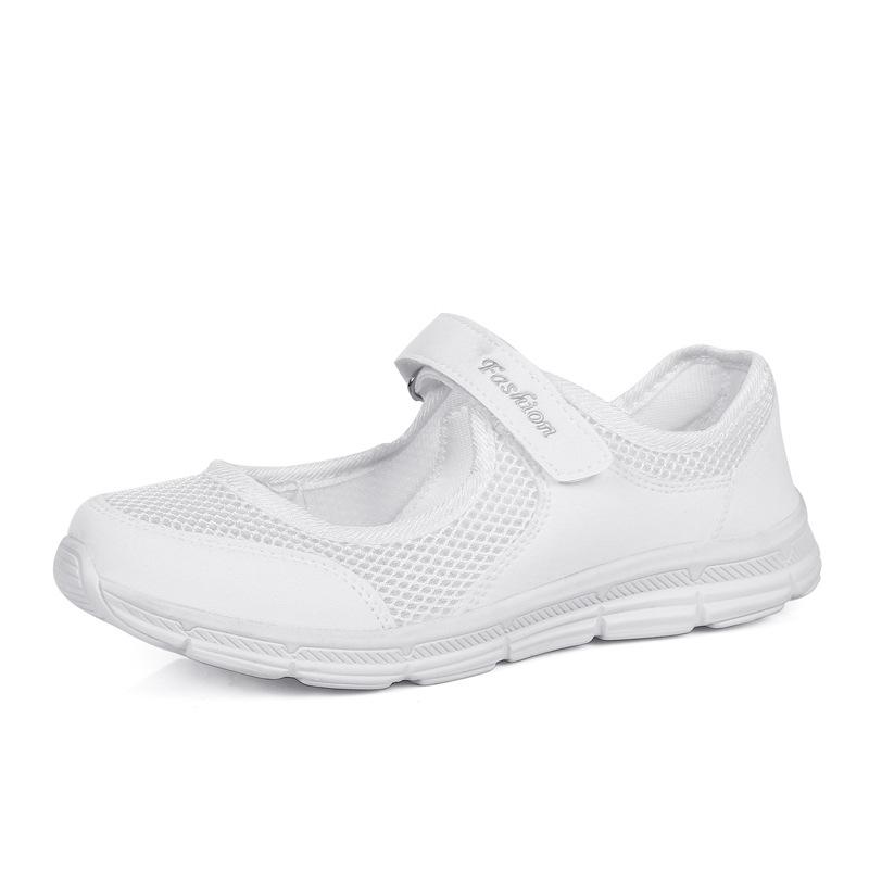 Older Shoes Comfortable Mesh Running Shoes Walking Breathable Outdoor Walking Women Velcro Mother Nurse Shoes Summer Leisure