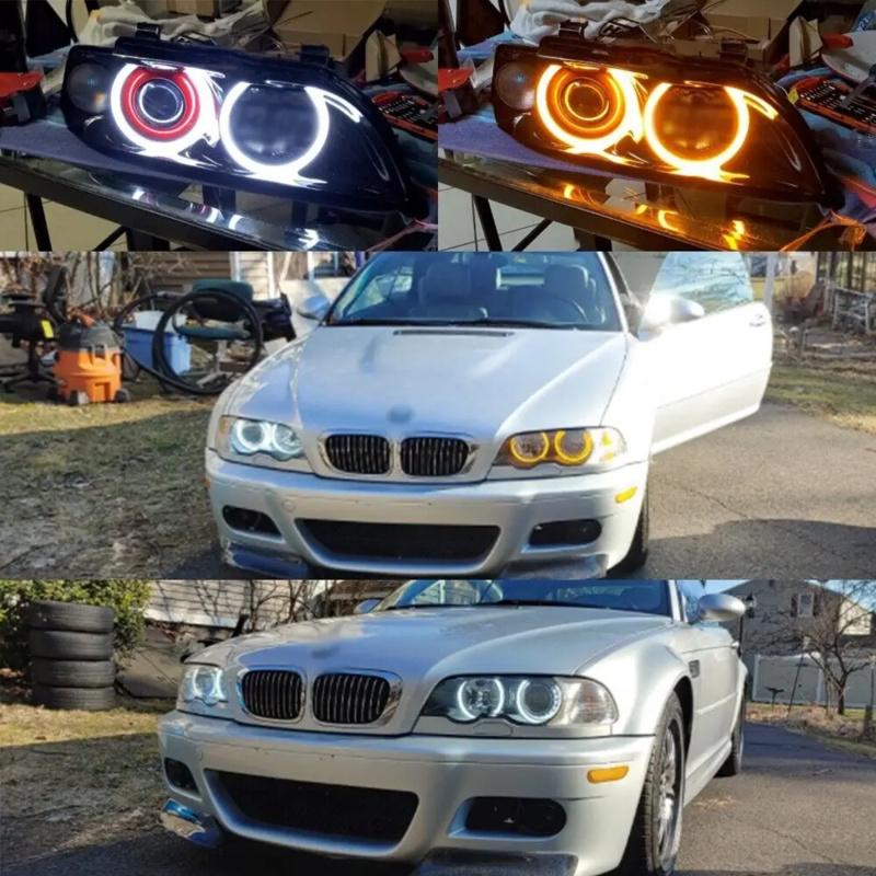 LED Angel Eye Halo Rings Cotton Light WRGB Bluetooth App Conrol Colorful For BMW E46/E36/E38/E39 Headlight DRL Turn Sinal Light