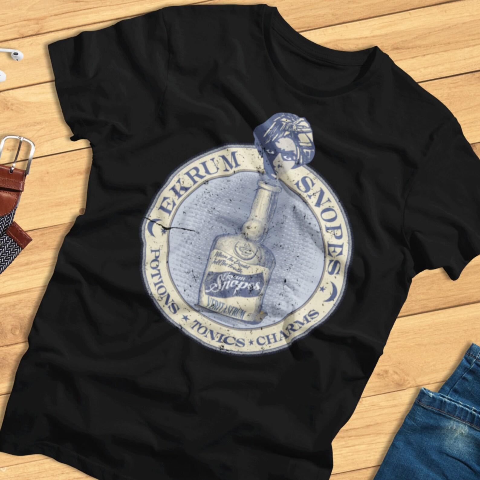 Potions Logo - Ekrum Snopes Potions, Tonics, Charms - Magic Potion, Veritaserum - T-Shirt S