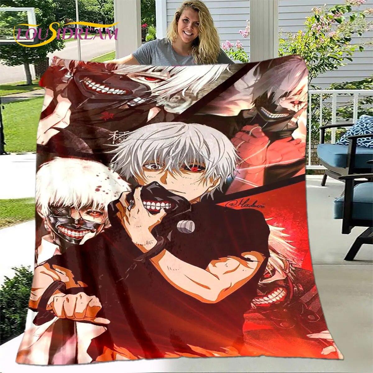 

Мягкое плюшевое одеяло с героями мультфильмов «Токийский гуль», японское аниме, фланелевое одеяло для гостиной, спальни, кровати, дивана, чехол для пикника 125x150cm (50x60inch)