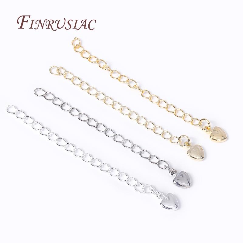 18K Gold Plated Brass Metal Extension Chains Bracelet Necklace Extend Tail Chains Connectors DIY Jewelry Making Findings