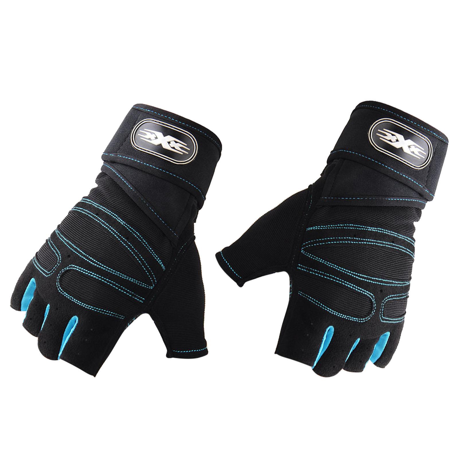 

Weight Lifting Half Finger Gloves Men Sports Fitness Cycling Gloves Outdoor Gym Wrist Guard Gloves Light Blue M светло-синий
