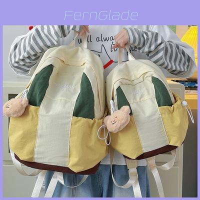 Nylon Student Backpack With Breathable Design And Letter Pattern For Daily Use