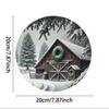 Round Metal Wall Decor Rustic Winter Barn Art Bar Cafe Club