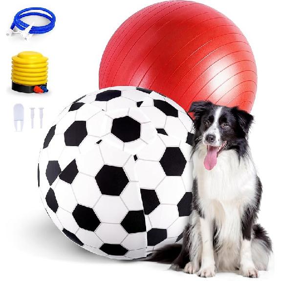 Juome Herding Ball for Dogs, 10" Dog Herding Balls with Soccer Cloth Cover Hand Pump, Interactive Dog Toys for Small & Medium Dogs