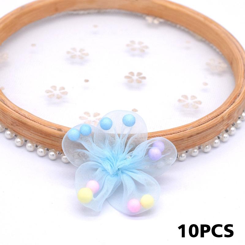 

10PCS Garment Accessories Lace Flowers DIY Clothing Making Mesh Material Cute Colorful Ball Design Exquisite 4.5x4.5cm синий