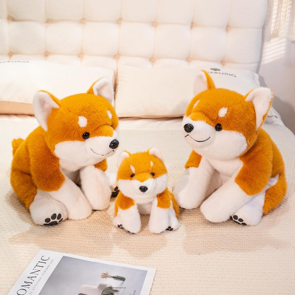 Soft Anime Shiba Inu Dog Plush Toys Stuffed Animal Plushie Lying Puppy Toy Cartoon Throw Pillow Nap Sleep Bed Cushion Gift