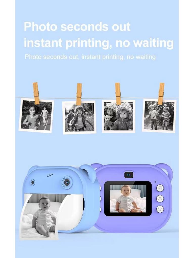 HD Kids' Instant Cartoon Camera Toy: Mini Photo & Print