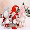 Playful Christmas Figurine Adorable Knitted Hat Old Man Doll With Hanging Legs For Decor