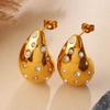 Vintage Gold Teardrop Earrings with Colorful Rhinestones for Women