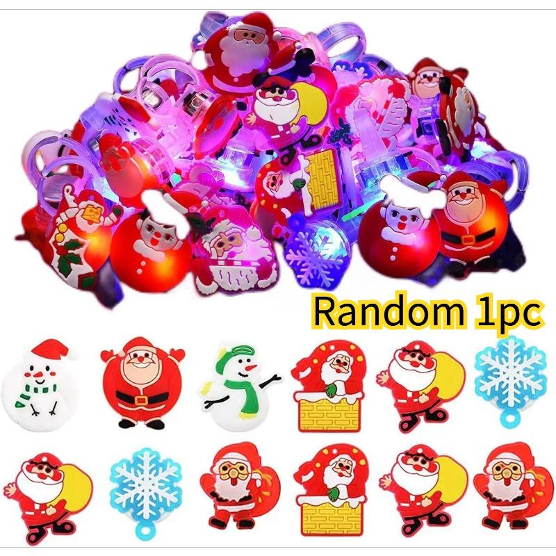 

1/50/100 шт. Рождественские светодиодные кольца, светящиеся мигающие кольца на пальцы, светящиеся волшебные кольца, рождественские подарки для вечеринок, светящиеся кольца, рождественские подарки Random 1pc