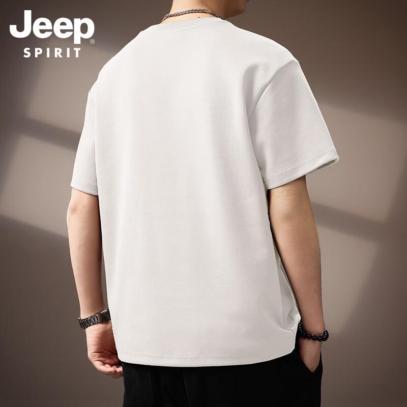 JEEP SPIRIT Men's Heavyweight Loose-Fit Round Neck T-Shirt