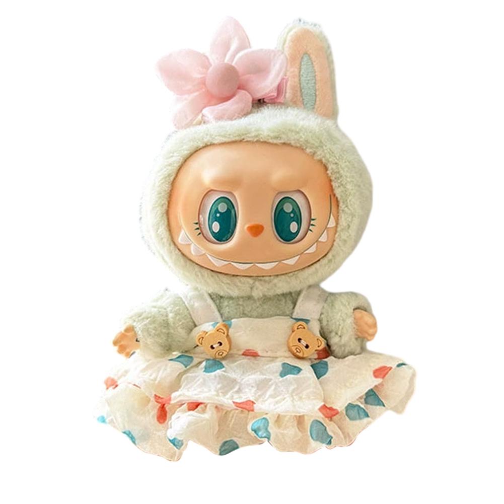 Mini Plush Doll'S Clothes For Labubu 17cm Doll Sitting Party Clothing Overall Set Outfit Accessories Kawaii Sweater Jk Skirt Set