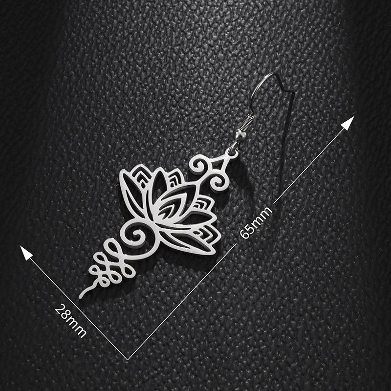 European and American Fashion Temperament Light Luxury Hollow Lotus Ear Hook Retro Women Stainless Steel