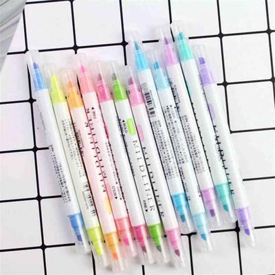 12 Colors/set Highlighter Artist Double Headed Fluorescent Sketch Markers Pen Drawing Supplies