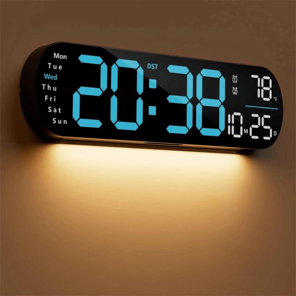 Humidity Display LED Digital Wall Clock Electronic Alarm Clock Wall-mounted Decoration