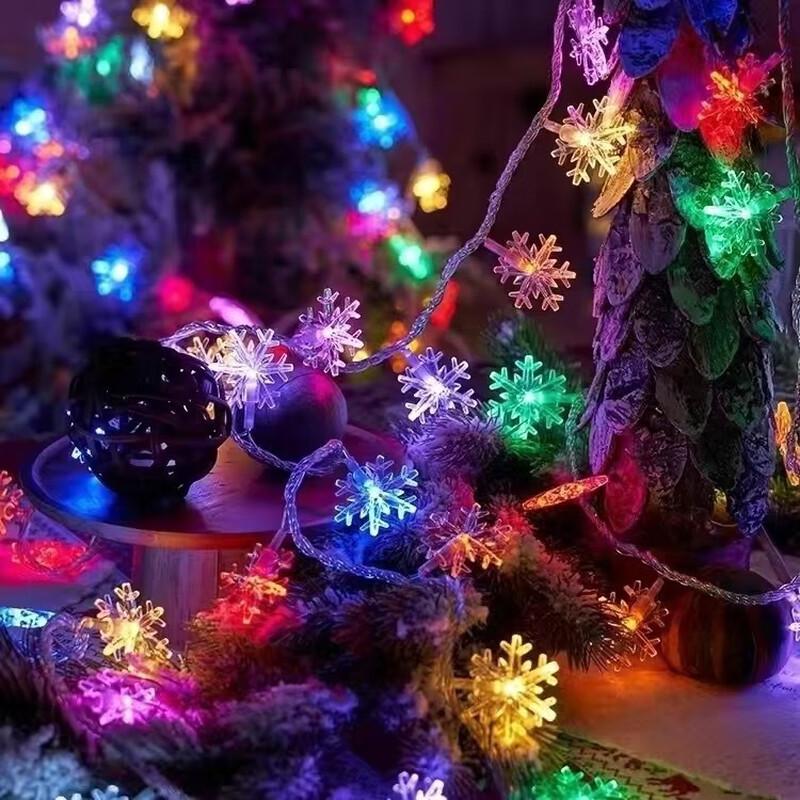 Outdoor Solar LED Snowflake String Lights