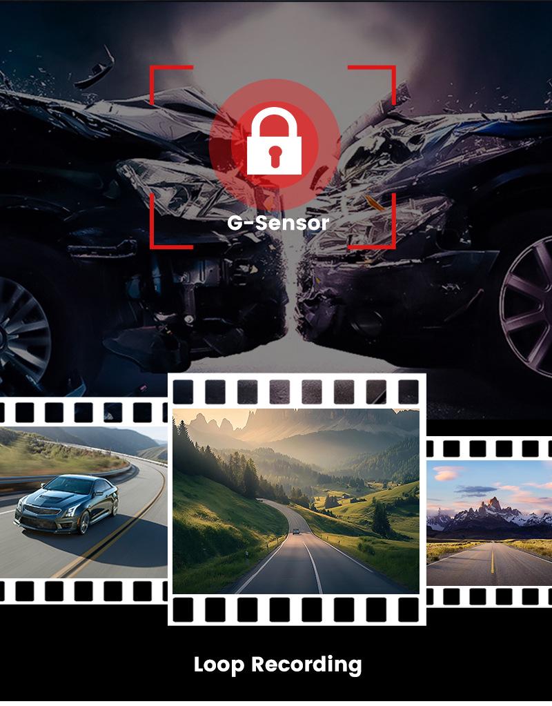 4K Відеореєстратор F9 з потрійною лінзою, HD ширококутним об'єктивом, нічним баченням Starlight, мобільним підключенням та GPS-відстеженням