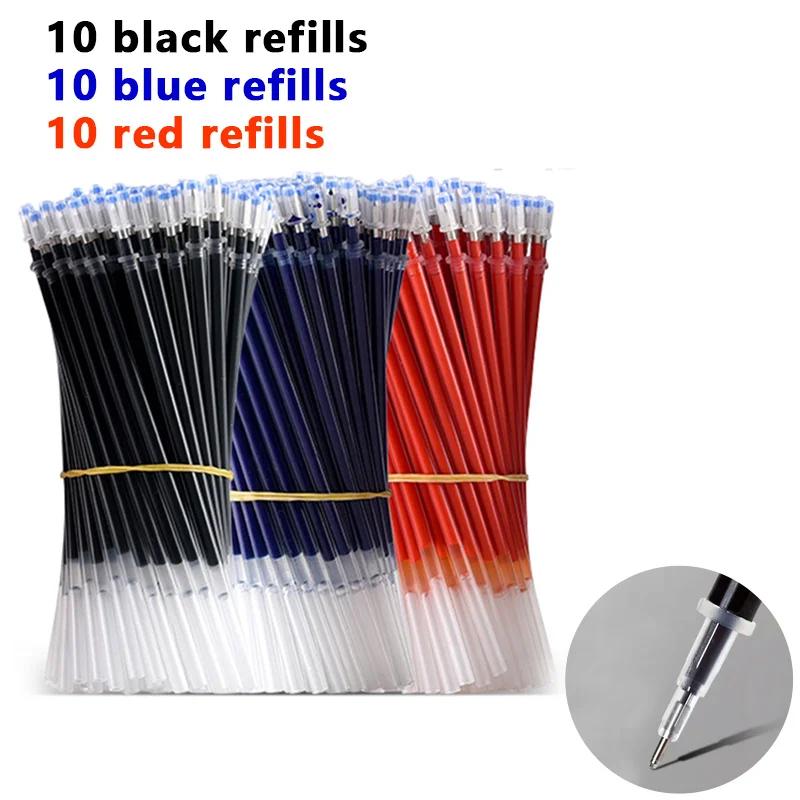 Ensemble de Stylos Gel 0,5 mm Noir Bleu Rouge Recharges Stylos à Bille Pointe Ogive Fournitures Scolaires et de Bureau Papeterie Accessoires Kawaii