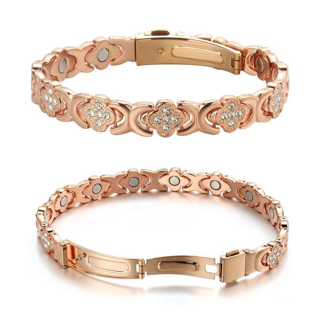 2025 Leaf Grass Diamond Set Bracelet Light Luxury Fashion Magnetic Energy Jewelry Couple's Bracelet