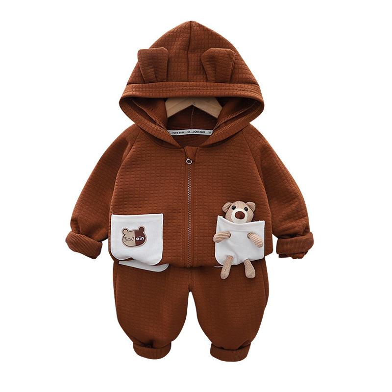 

Детский комплект одежды с капюшоном и штанами из 2 предметов для мальчика, комплект одежды на осень и весну для мальчиков 80cm коричневый